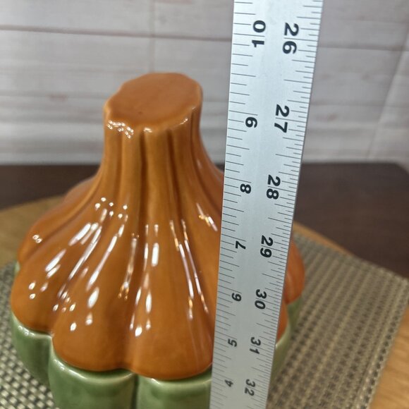 Whole Home Ceramic Pumpkin Gourd Serving Bowl With Lid Halloween Candy Dish 8” - Picture 6 of 7